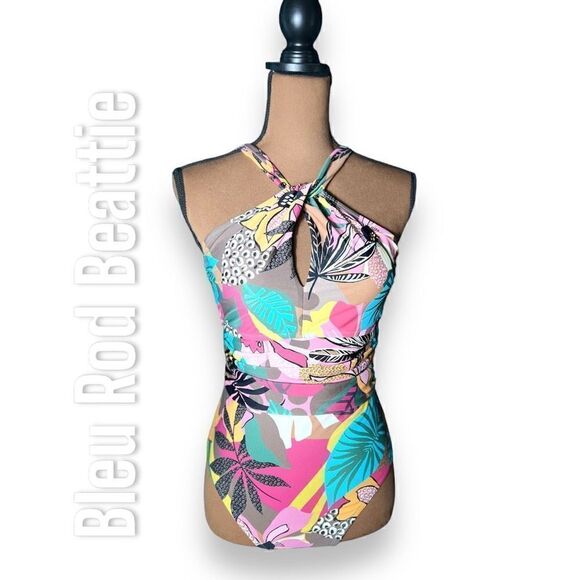 Bleu Rod Beattie Run Wild Key Hole High Neck One Piece Swimsuit Women’s 8 - Picture 3 of 13